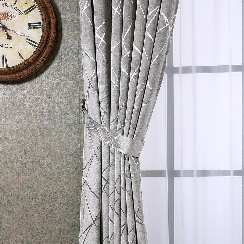 Solid Color Modern Chenille Blackout Curtains for Living Room