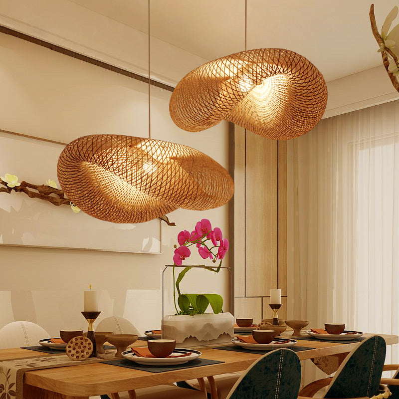 Elegant Bamboo Chandelier - Chinese Zen Tea Room Hanging Lamp