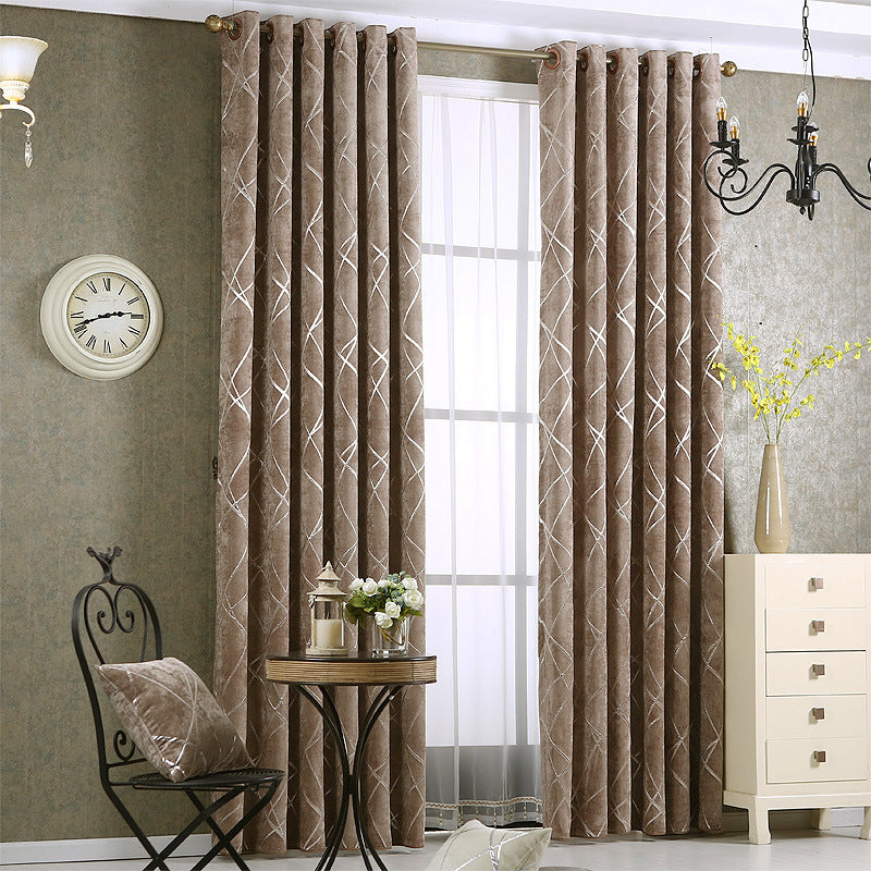 Solid Color Modern Chenille Blackout Curtains for Living Room