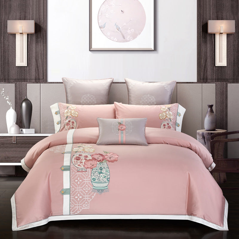 Four-piece Cotton Embroidery Bedding Set | Home Textile