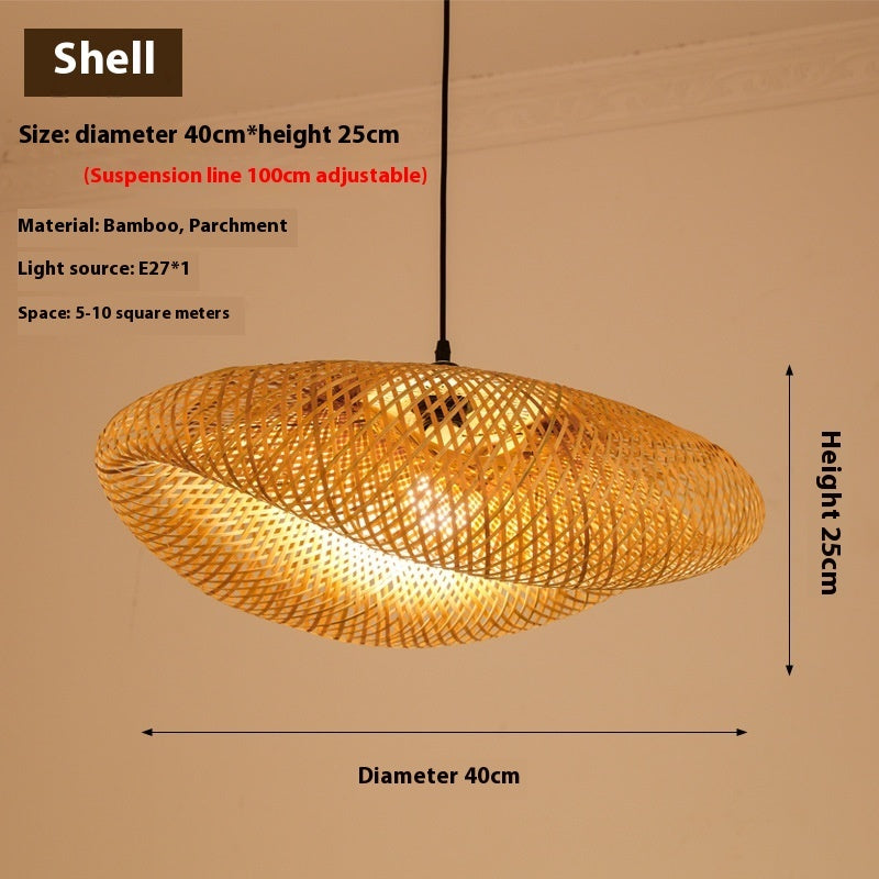 Elegant Bamboo Chandelier - Chinese Zen Tea Room Hanging Lamp
