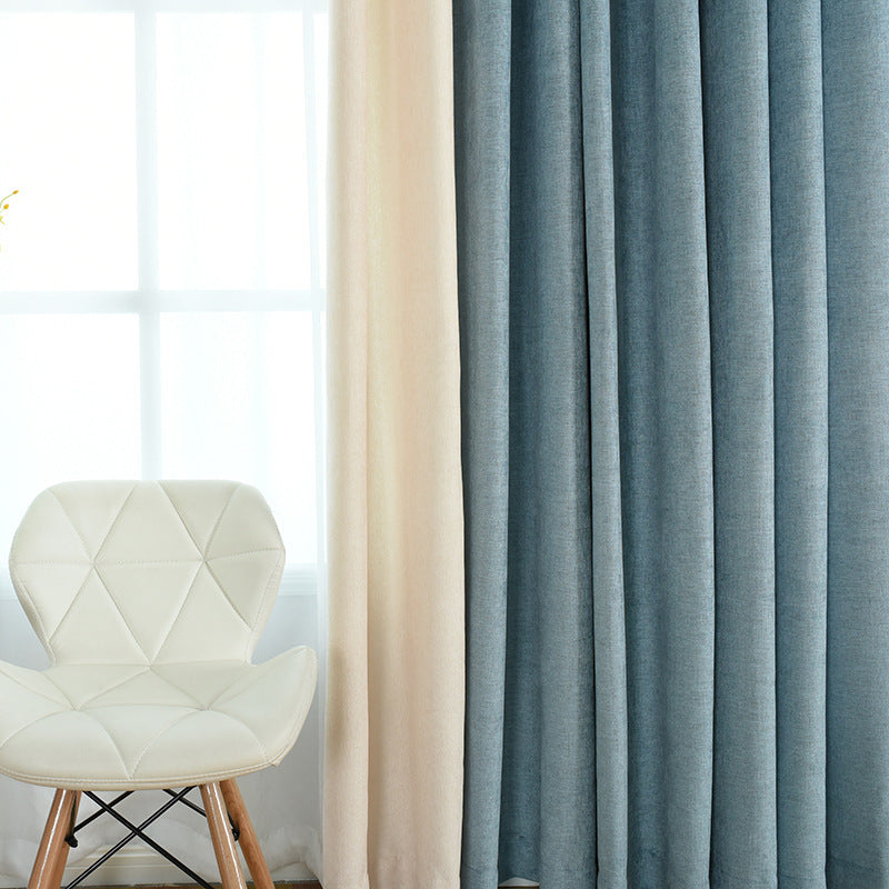 Simple Solid Chenille High Shading Curtains for Living Room and Bedroom