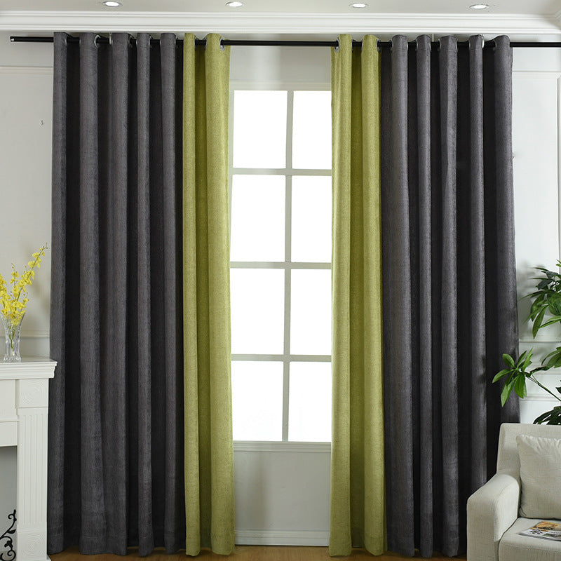 Simple Solid Chenille High Shading Curtains for Living Room and Bedroom