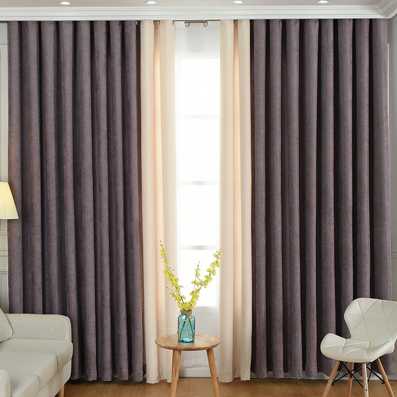 Simple Solid Chenille High Shading Curtains for Living Room and Bedroom