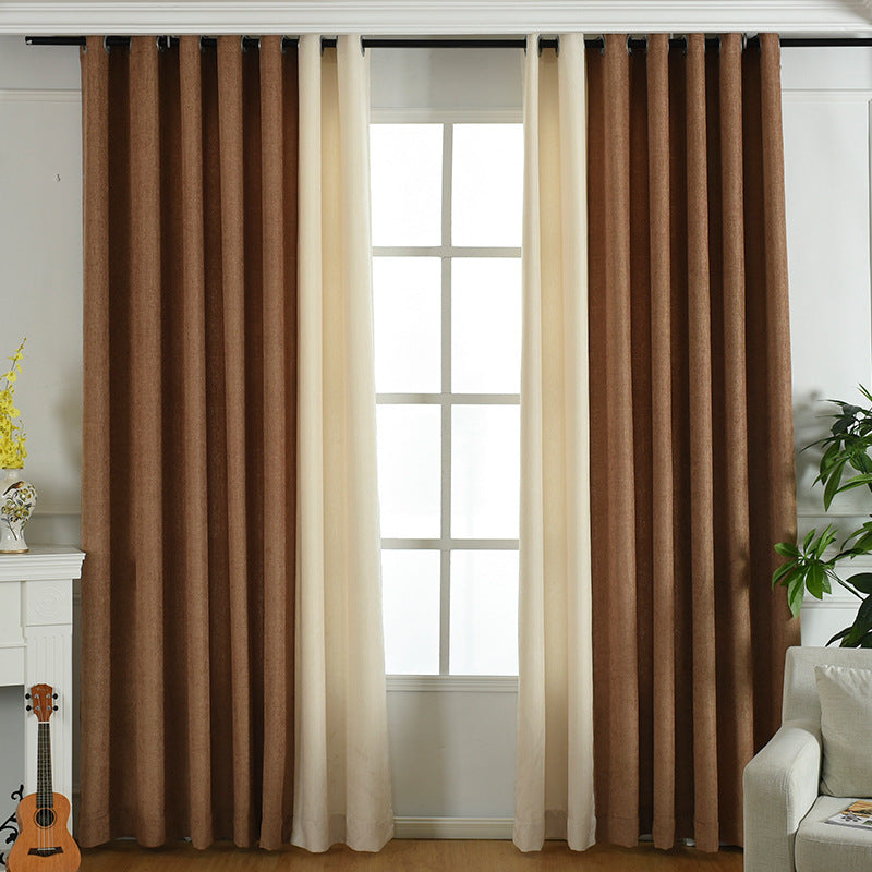 Simple Solid Chenille High Shading Curtains for Living Room and Bedroom