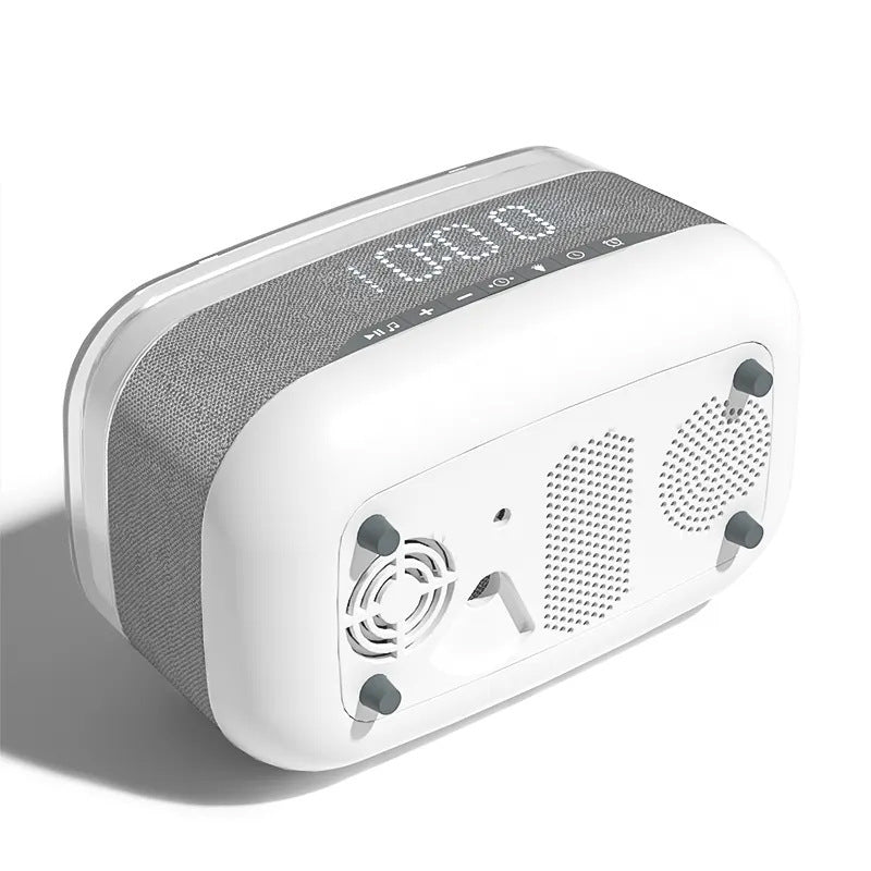 Multifunctional Alarm Clock with Bluetooth Speaker & Wireless Fast Charger | Night Light & Home Decor