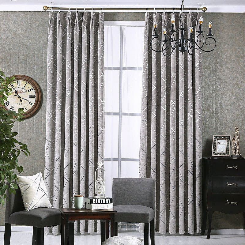 Solid Color Modern Chenille Blackout Curtains for Living Room
