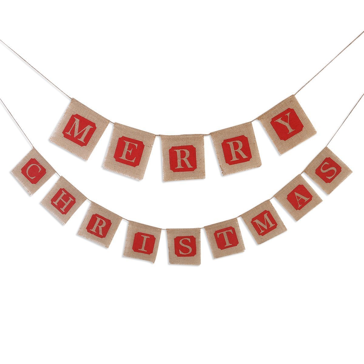 Merry Christmas Sackcloth Flag Banner - Christmas Holiday Banner Decoration