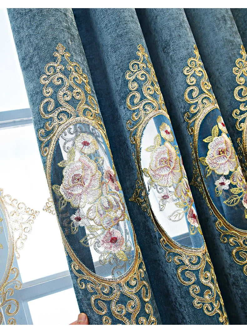 Luxury Velvet Chenille Blackout Curtains for Living Room