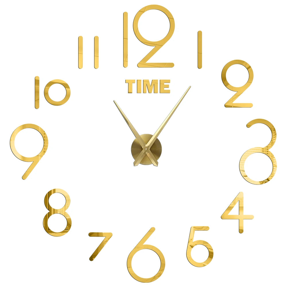 2D/3D Large Roman Numeral Acrylic Mirror Wall Clock - DIY Quartz Clock