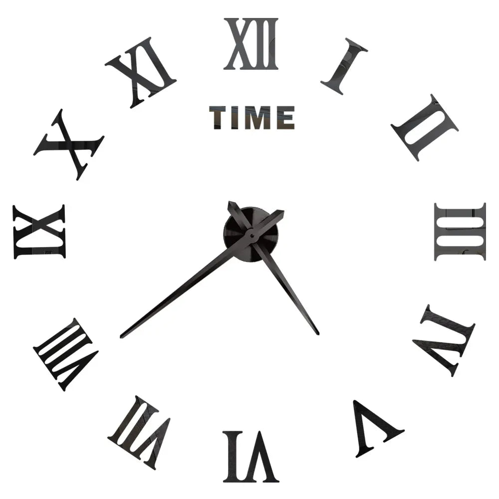 2D/3D Large Roman Numeral Acrylic Mirror Wall Clock - DIY Quartz Clock