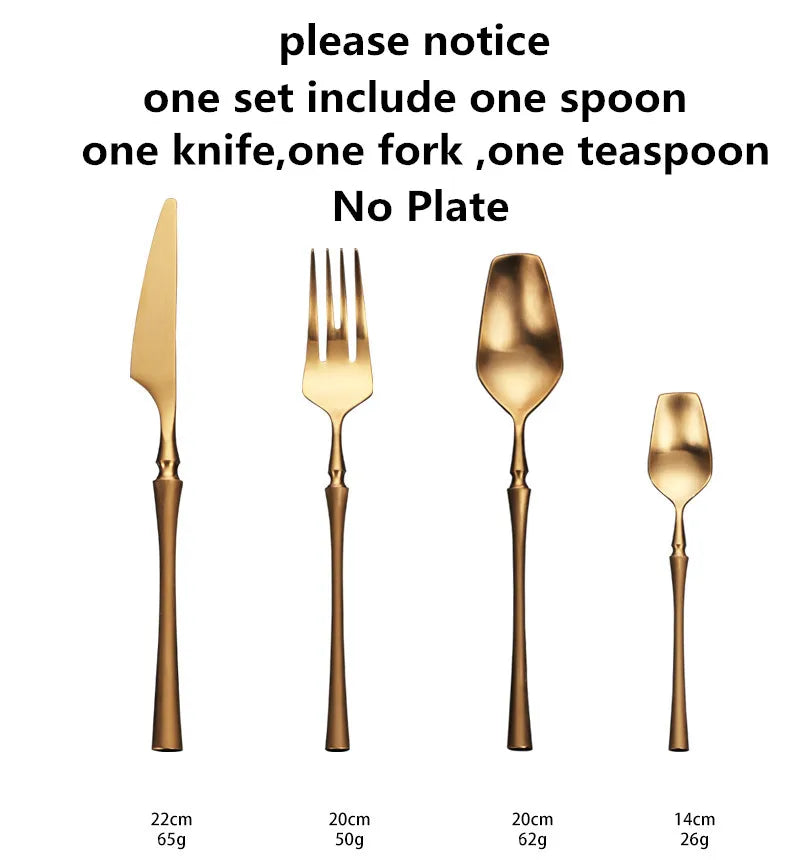 Gold Stainless Steel Cutlery Set - Modern Dinnerware for Elegant Dining