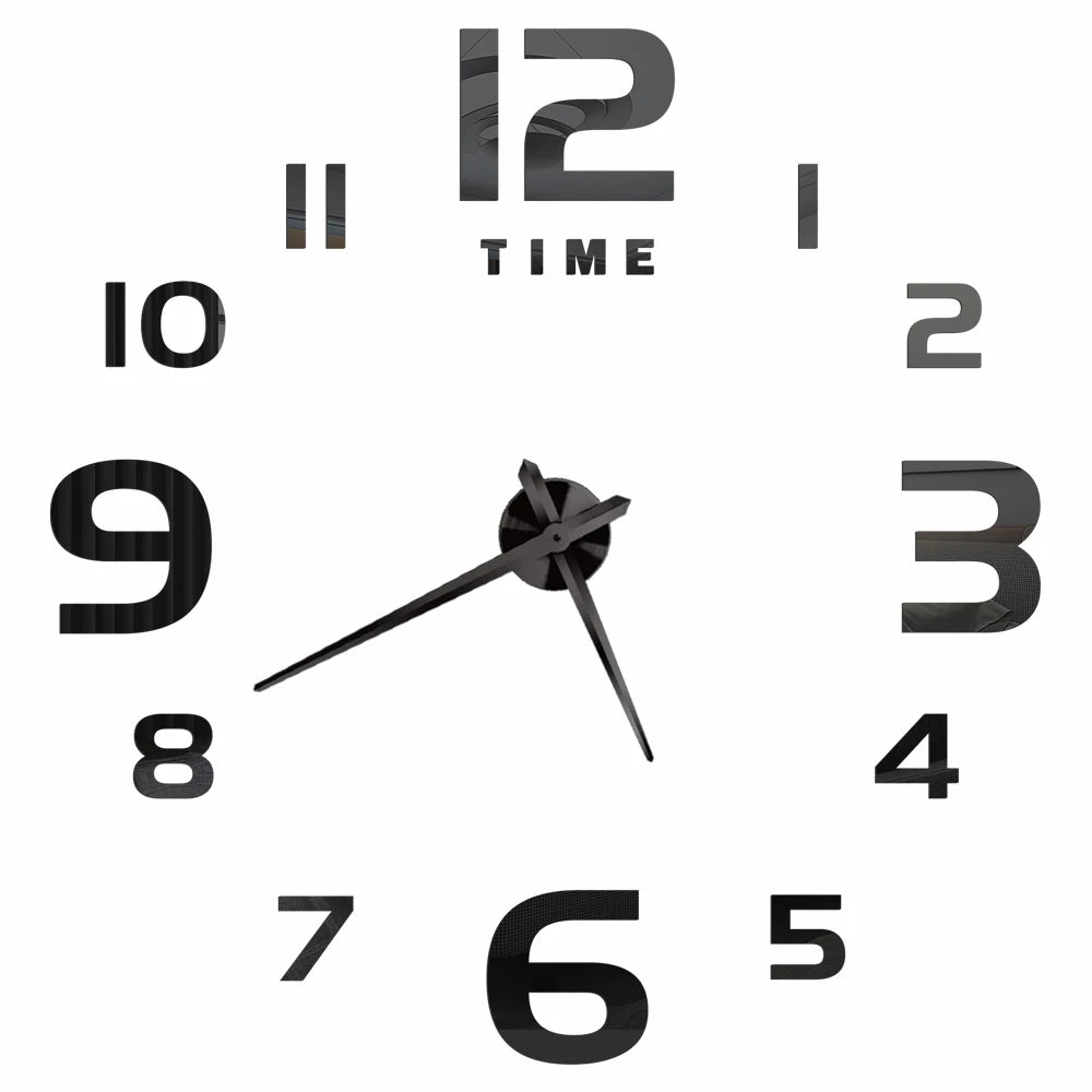 2D/3D Large Roman Numeral Acrylic Mirror Wall Clock - DIY Quartz Clock