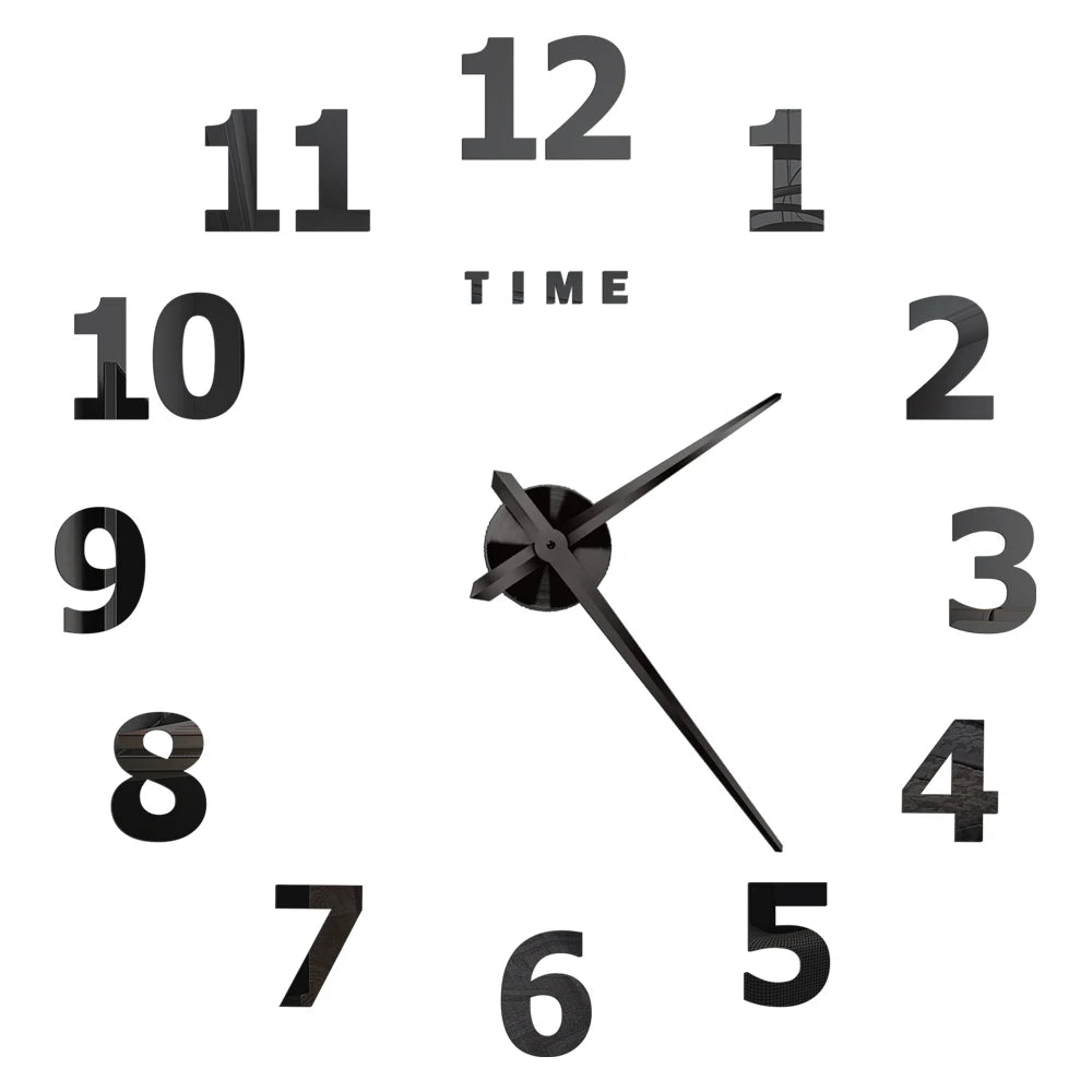 2D/3D Large Roman Numeral Acrylic Mirror Wall Clock - DIY Quartz Clock