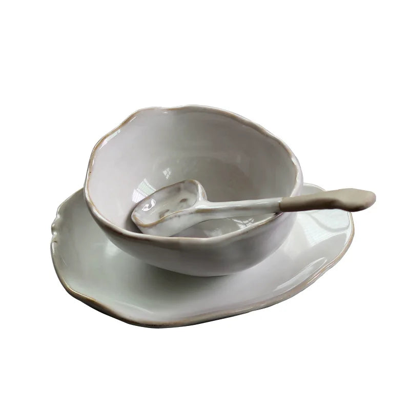 Nordic Irregular Ceramic Tableware Set - Rice Bowl, Salad Bowl, Plates