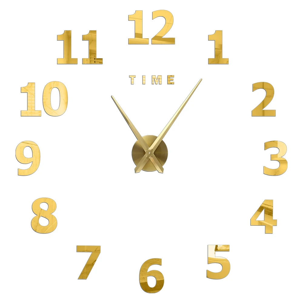2D/3D Large Roman Numeral Acrylic Mirror Wall Clock - DIY Quartz Clock