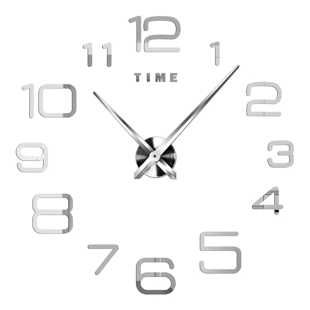 2D/3D Large Roman Numeral Acrylic Mirror Wall Clock - DIY Quartz Clock