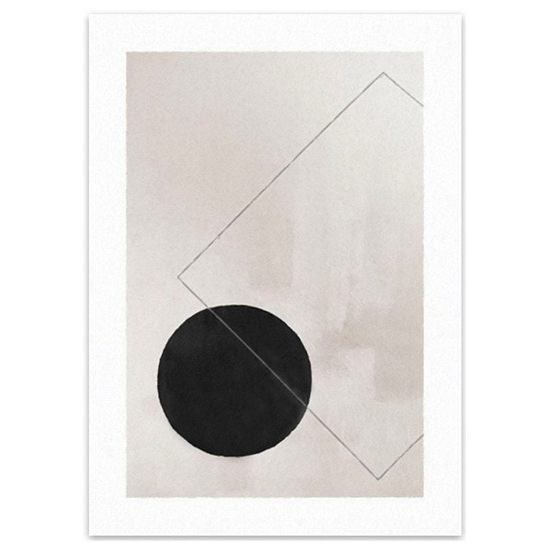 Modern Nordic Beige Black And White Abstract Geometric Poster