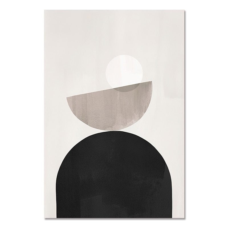 Modern Nordic Beige Black And White Abstract Geometric Poster