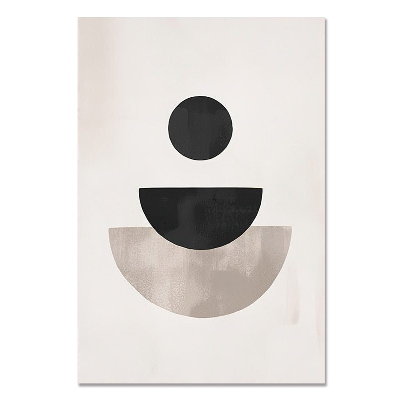 Modern Nordic Beige Black And White Abstract Geometric Poster
