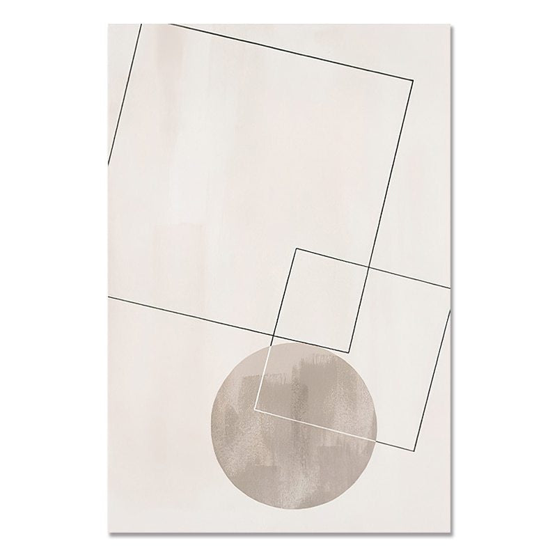 Modern Nordic Beige Black And White Abstract Geometric Poster