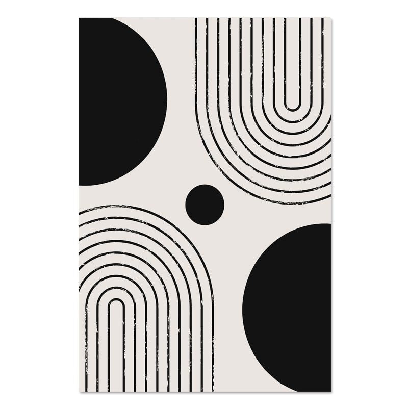 Modern Nordic Beige Black And White Abstract Geometric Poster