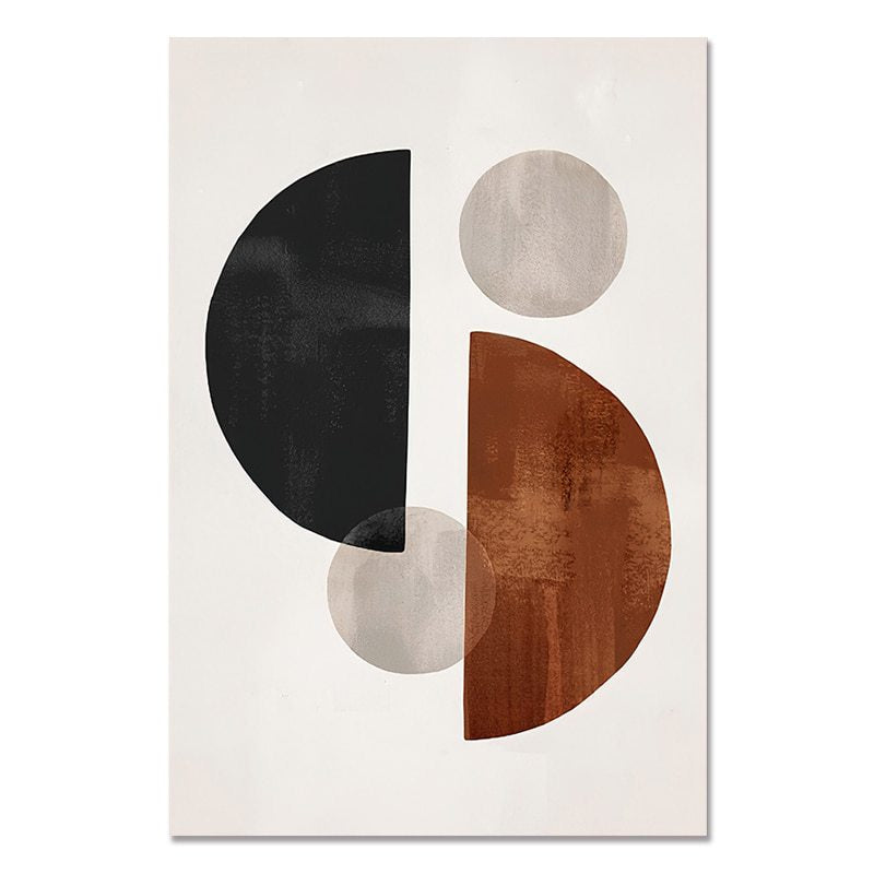 Modern Nordic Beige Black And White Abstract Geometric Poster