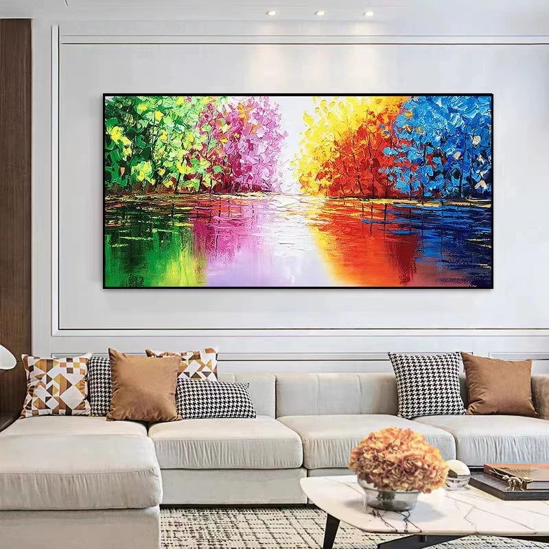 Handmade Large Abstract Flower Oil Painting | Modern Wall Art Canvas for Living Room Decor