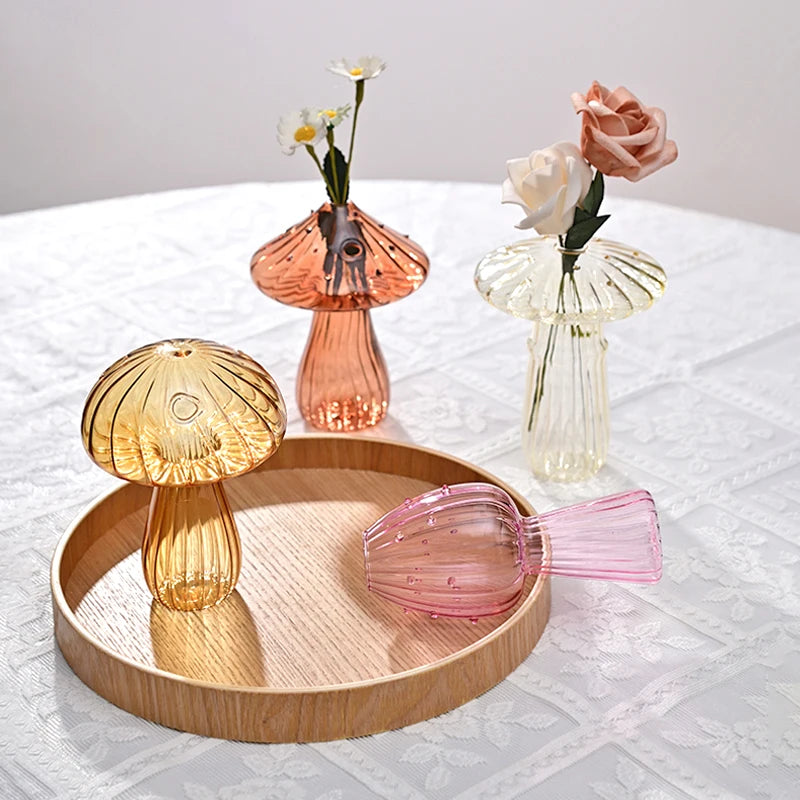 Luxury Mushroom Glass Vase for Plants