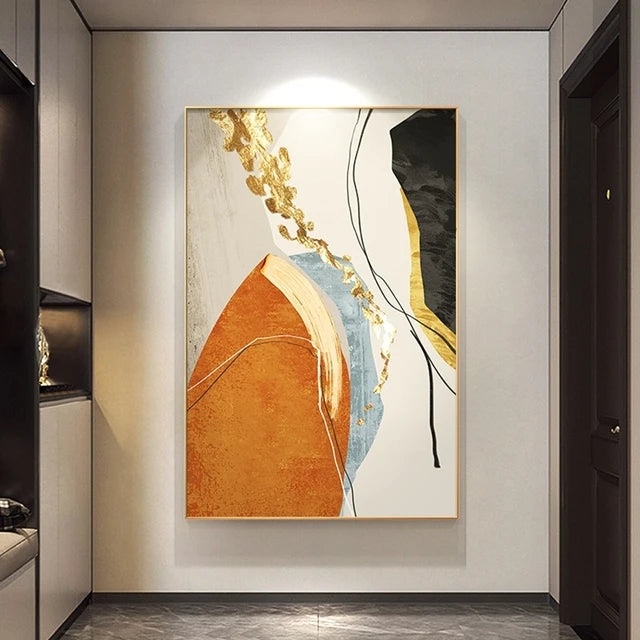 Golden Color Abstract Oil Painting | Hand-Painted Canvas Wall Art