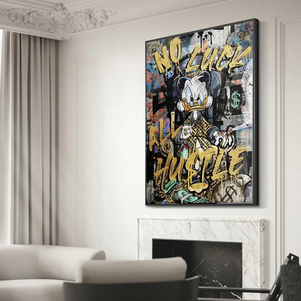 Donald Duck Hustle Graffiti Art Canvas Poster - Disney Street Art