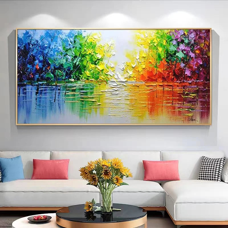 Handmade Large Abstract Flower Oil Painting | Modern Wall Art Canvas for Living Room Decor