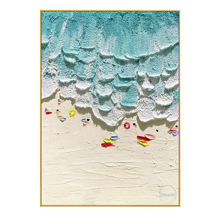 Hand-Painted Sunset on the Sea Oil Painting – Large Canvas Wall Art for Modern Home Décor (Unframed)