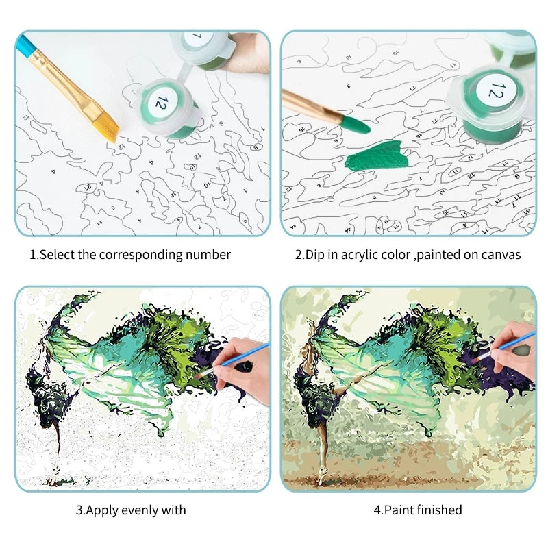 GATYZTORY Moonlight DIY Painting By Numbers Kit | Landscape Oil Painting