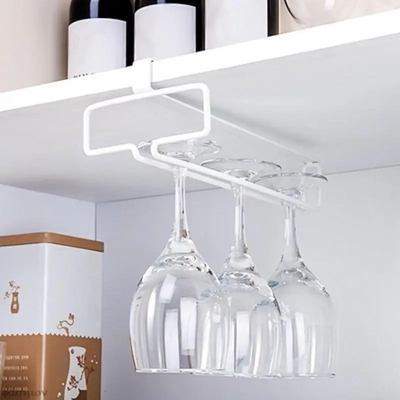 Iron Wine Rack with Glass Holder - Bar Hanger Shelf, Stainless Steel Stand