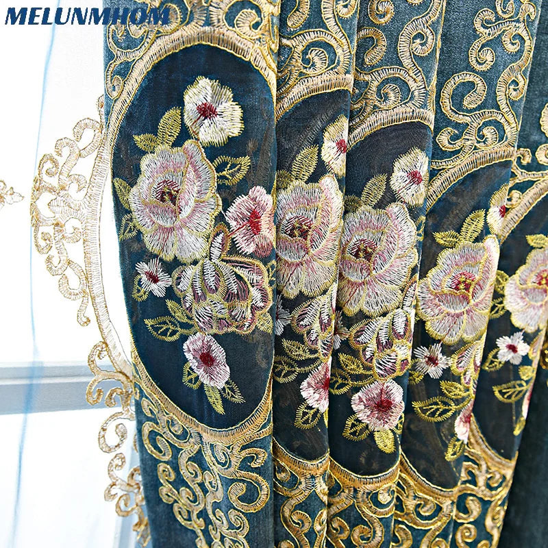 Luxury Velvet Chenille Blackout Curtains for Living Room