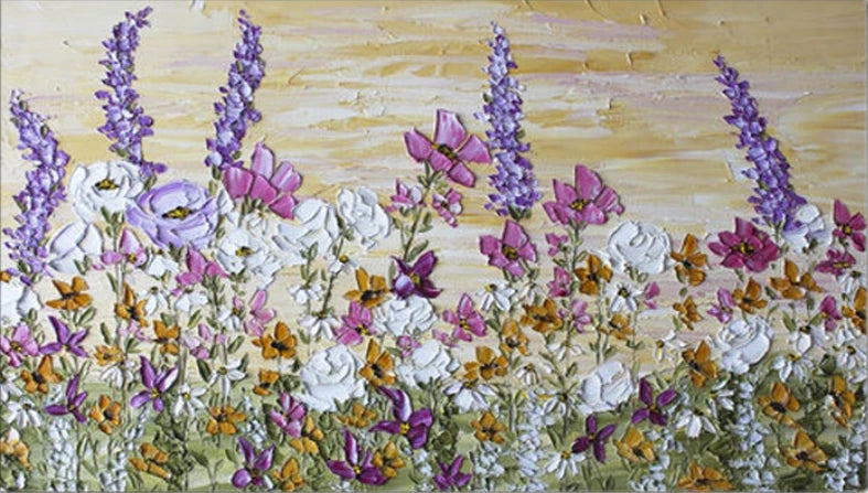 Handmade Large Abstract Flower Oil Painting | Modern Wall Art Canvas for Living Room Decor
