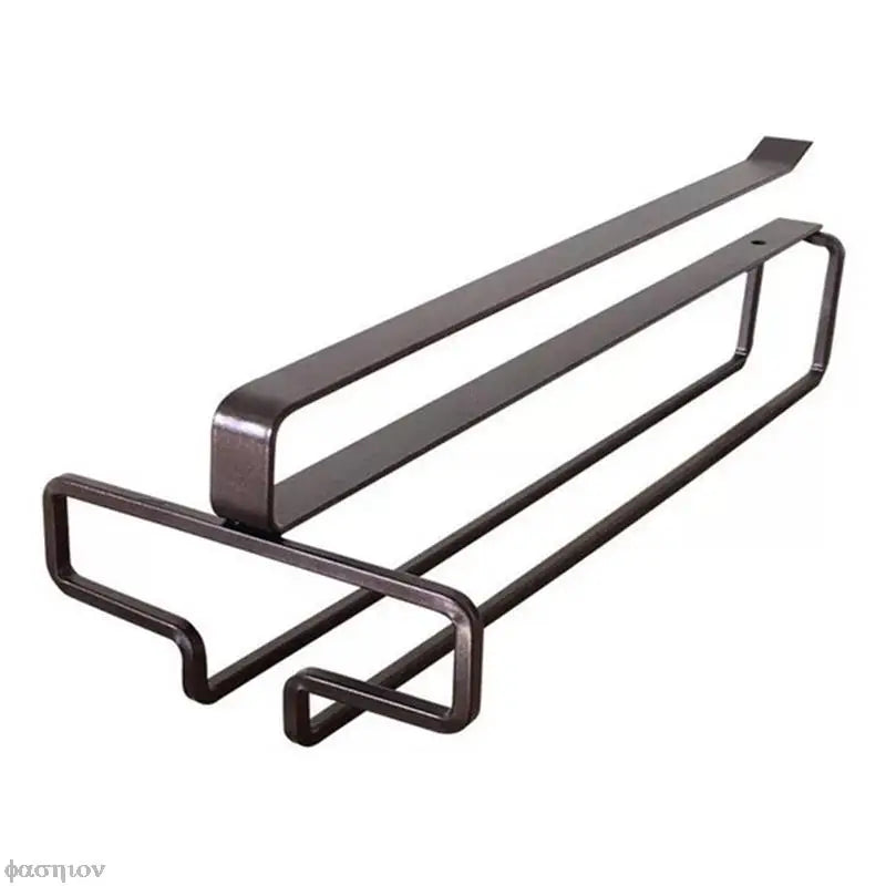 Iron Wine Rack with Glass Holder - Bar Hanger Shelf, Stainless Steel Stand