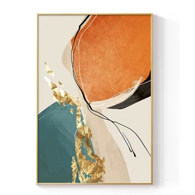 Golden Color Abstract Oil Painting | Hand-Painted Canvas Wall Art
