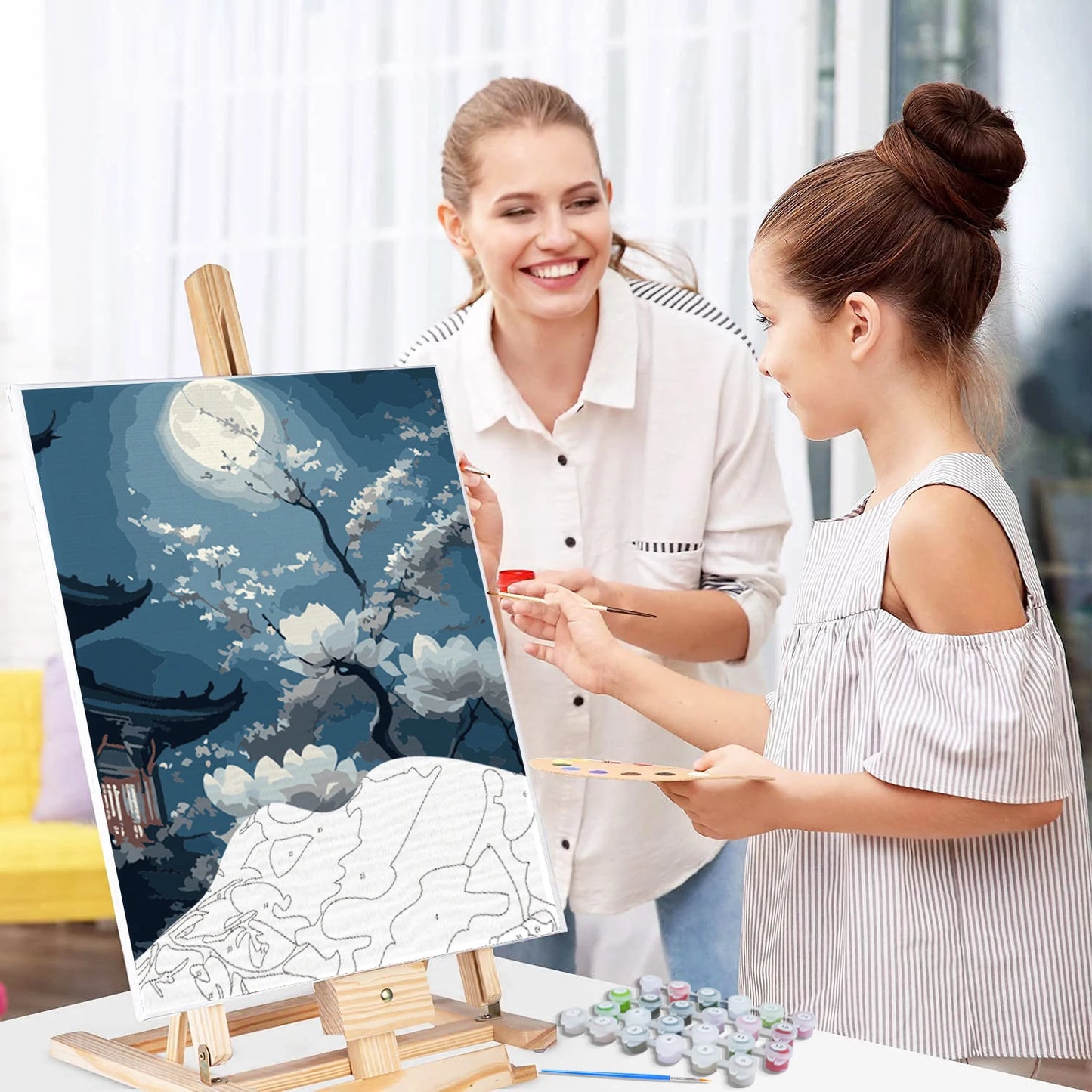 GATYZTORY Moonlight DIY Painting By Numbers Kit | Landscape Oil Painting