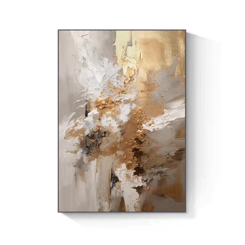 Golden Color Abstract Oil Painting | Hand-Painted Canvas Wall Art