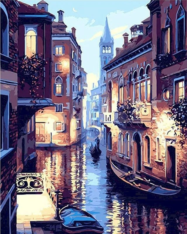 GATYZTORY Moonlight DIY Painting By Numbers Kit | Landscape Oil Painting