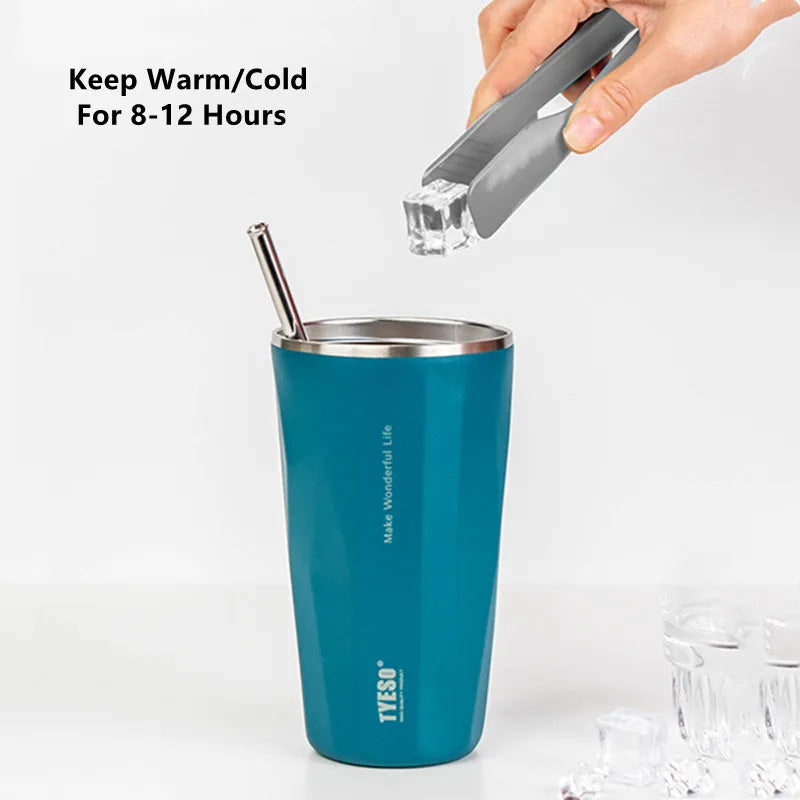 600ml Stainless Steel Leak-Proof Vacuum Flask with Retractable Straw