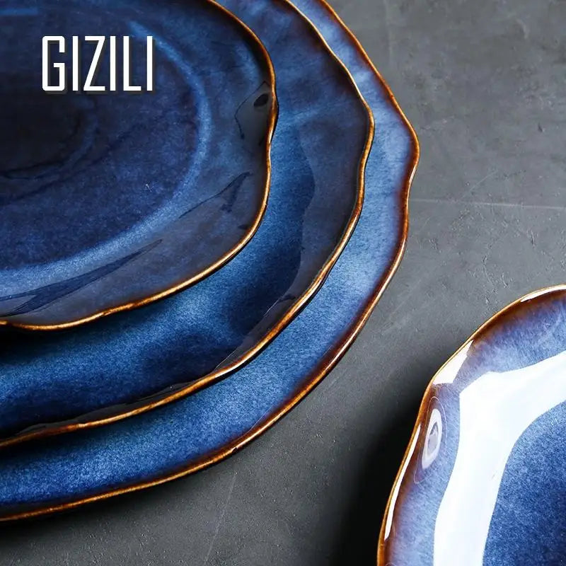 Blue Irregular Ceramic Dinnerware Sets - Decorative Tableware