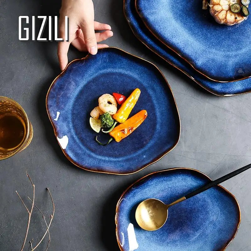 Blue Irregular Ceramic Dinnerware Sets - Decorative Tableware