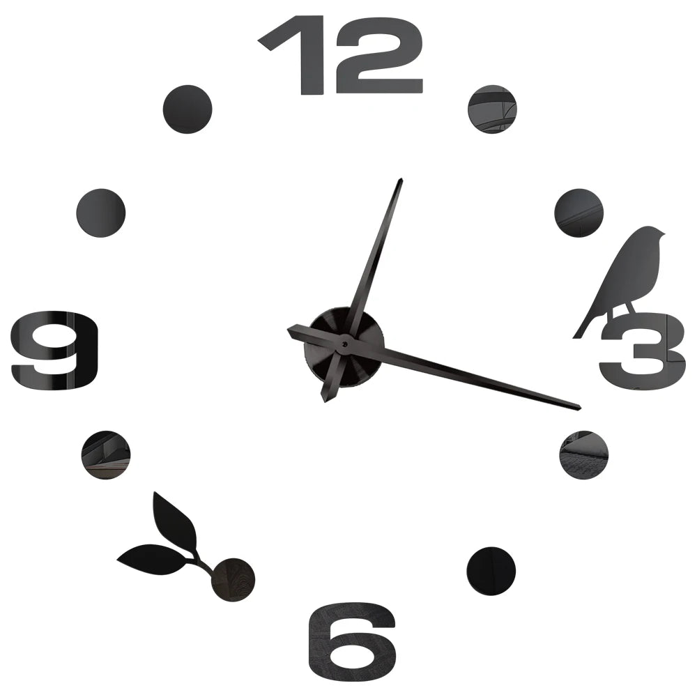 2D/3D Large Roman Numeral Acrylic Mirror Wall Clock - DIY Quartz Clock
