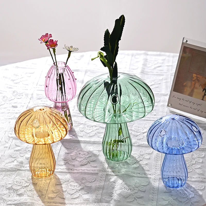 Luxury Mushroom Glass Vase for Plants