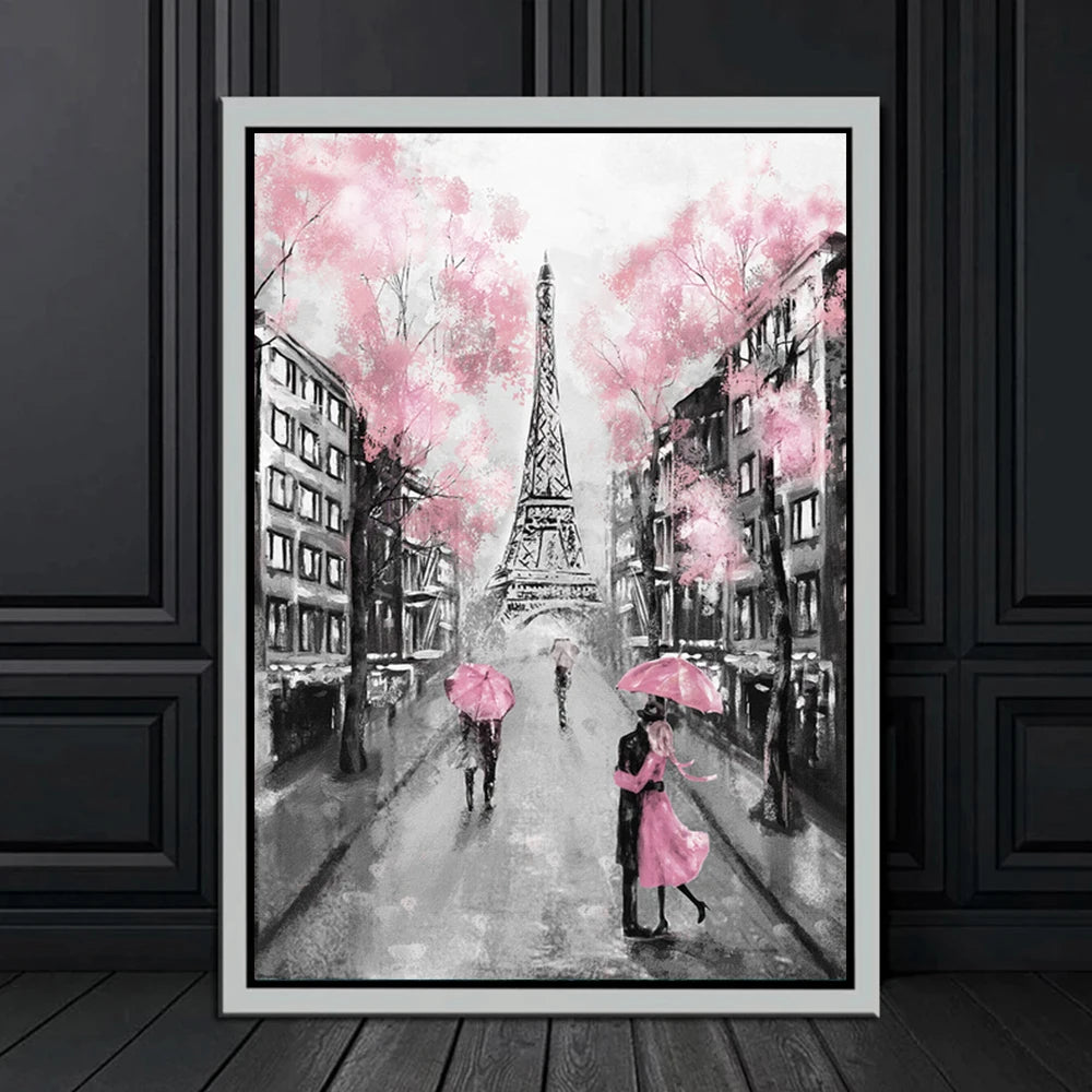 Paris Seine Street Landscape Oil Painting - Canvas Wall Art for Living Room Decor | Nordic-Style Poster Prints