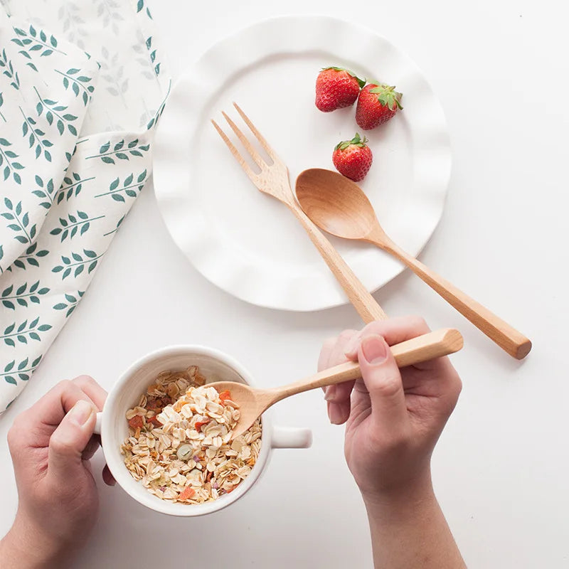 Eco-Friendly Natural Wooden Spoon Set - Portable Dinnerware