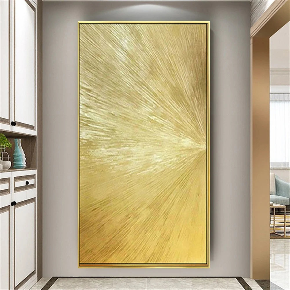 Handmade Acrylic Oil Painting on Canvas | Golden Foil Texture | Wall Art Decor
